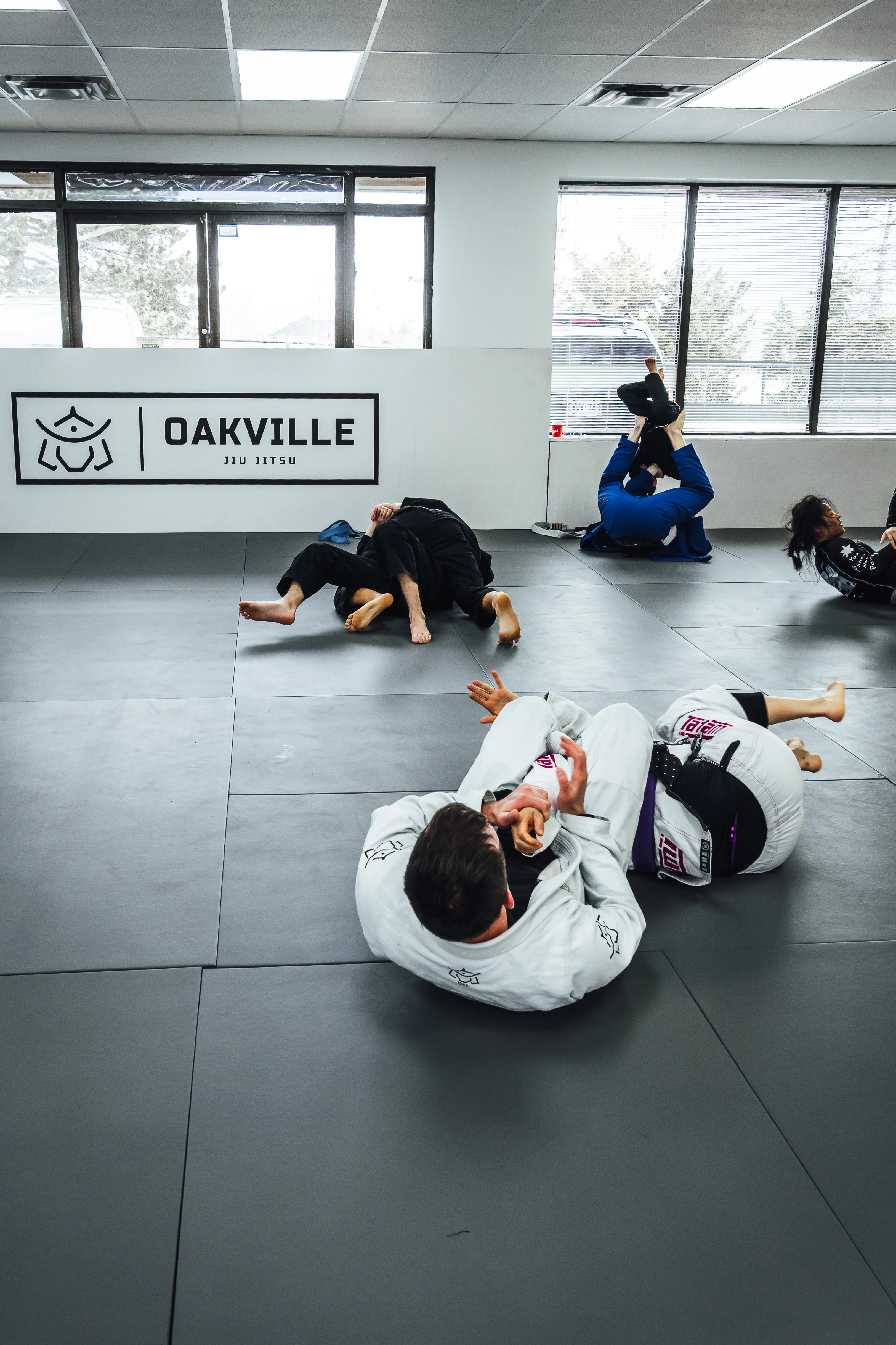 Students warming up at Oakville BJJ